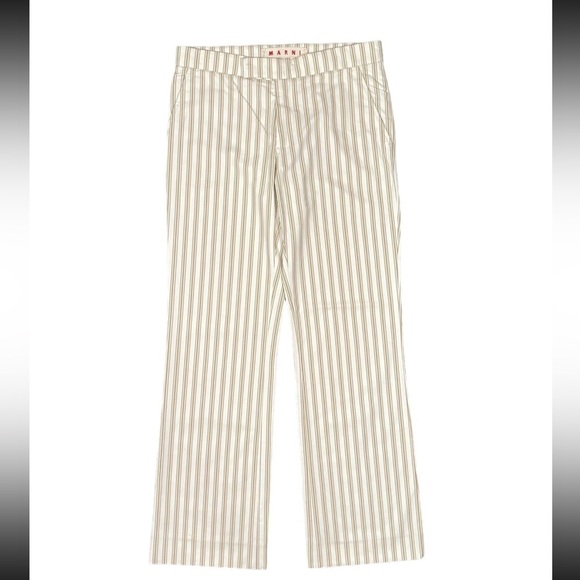Marni Striped Flare Designer Beige Off White 2000s Bootcut Beige Made In Italy 4 - Picture 1 of 8